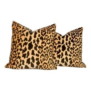 Leopard Velvet Animal Skin Designer Throw Pillow